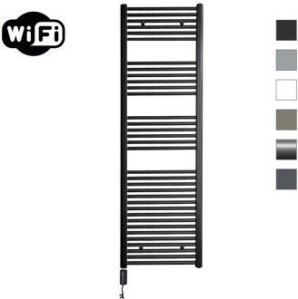 Sanicare elektrische design radiator 45x172cm zwart mat met WiFi en thermostaat links zwart