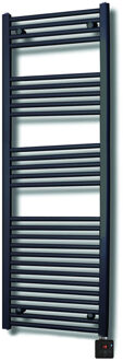 Sanicare elektrische design radiator 45x172cm zwart met Bluetooth en thermostaat links chroom