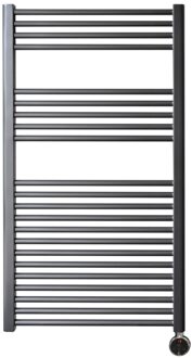 Sanicare elektrische design radiator 60x112cm gunmetal met thermostaat rechts chroom