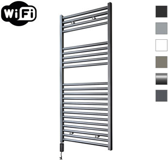 Sanicare elektrische design radiator 60x112cm gunmetal met WiFi en thermostaat links zwart