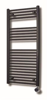 Sanicare elektrische design radiator 60x112cm inox look met thermostaat rechts chroom