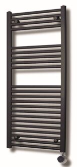 Sanicare elektrische design radiator 60x112cm inox-look met thermostaat rechts zwart