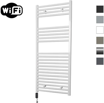 Sanicare elektrische design radiator 60x112cm wit met WiFi en thermostaat links zwart