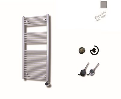 Sanicare elektrische design radiator 60x112cm zilvergrijs met thermostaat rechts chroom