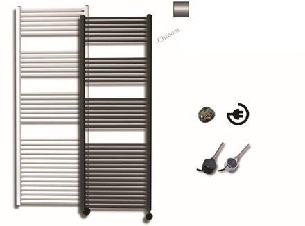 Sanicare elektrische design radiator 60x172cm chroom met thermostaat rechts chroom