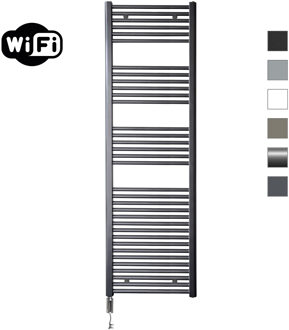 Sanicare elektrische design radiator 60x172cm gunmetal met WiFi en thermostaat links chroom