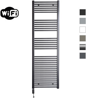 Sanicare elektrische design radiator 60x172cm gunmetal met WiFi en thermostaat links zwart