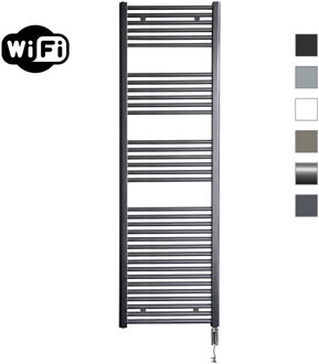 Sanicare elektrische design radiator 60x172cm gunmetal met WiFi en thermostaat rechts chroom