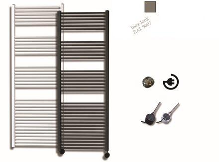 Sanicare elektrische design radiator 60x172cm inox-look met thermostaat rechts chroom