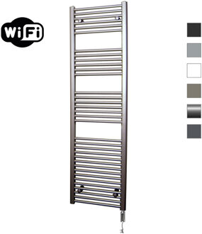 Sanicare elektrische design radiator 60x172cm inox-look met WiFi en thermostaat rechts chroom