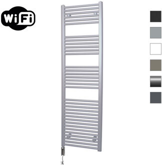 Sanicare elektrische design radiator 60x172cm zilvergrijs met WiFi en thermostaat links chroom