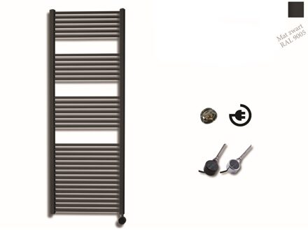 Sanicare elektrische design radiator 60x172cm zwart met thermostaat rechts zwart