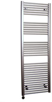 Sanicare Elektrische Design Radiator Sanicare Plug & Play 111,8x45 cm Inox Look 596 Watt Met Chroom Thermostaat Links Sanicare