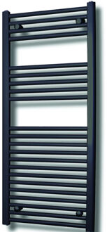 Sanicare Elektrische Design Radiator Sanicare Plug & Play 111,8x45 cm Mat Zwart 596 Watt Met Chroom Thermostaat Links