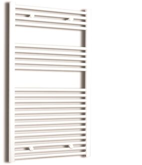 Sanicare Elektrische Design Radiator Sanicare Plug & Play 111,8x60 cm Wit 730 Watt Met Zwarte Thermostaat Links