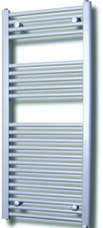 Sanicare Elektrische Design Radiator Sanicare Plug & Play 111,8x60 cm Zilver Grijs 730 Watt Met Chroom Thermostaat Links Zilvergrijs