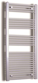 Sanicare Elektrische Design Radiator Sanicare Plug & Play 172x45 cm Inox Look 920 Watt Met Zwarte Thermostaat Links