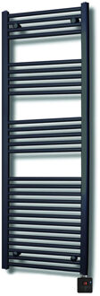 Sanicare Elektrische Design Radiator Sanicare Plug & Play 172x45 cm Mat Zwart 596 Watt Met Zwarte Thermostaat En Bluetooth Links OP = OP