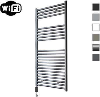 Sanicare Elektrische Radiator Sanicare HWV Met Wifi 111,8x45 cm Gunmetal 596W Met Thermostaat Zwart Linksonder Sanicare