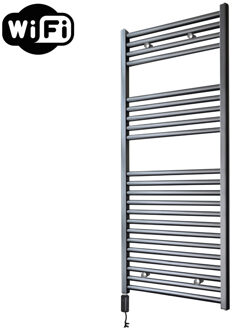 Sanicare Elektrische Radiator Sanicare HWV Met Wifi 111,8x45 cm Gunmetal 596W Met Thermostaat Zwart Linksonder