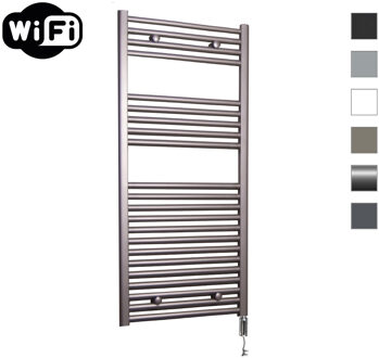 Sanicare Elektrische Radiator Sanicare HWV Met Wifi 111,8x45 cm Inox Look 596W Met Thermostaat Chroom Rechtsonder Sanicare