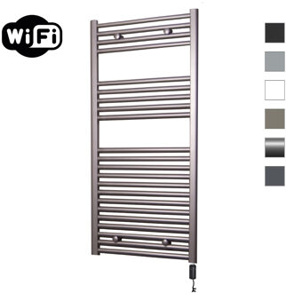 Sanicare Elektrische Radiator Sanicare HWV Met Wifi 111,8x45 cm Inox Look 596W Met Thermostaat Zwart Rechtsonder Chroom
