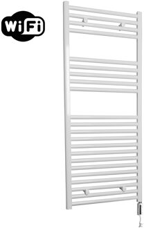 Sanicare Elektrische Radiator Sanicare HWV Met Wifi 111,8x45 cm Wit 596W Met Thermostaat Wit Rechtsonder