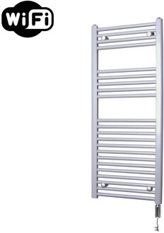 Sanicare Elektrische Radiator Sanicare HWV Met Wifi 111,8x45 cm Zilver Grijs 596W Met Thermostaat Chroom Rechtsonder