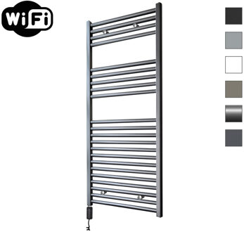 Sanicare Elektrische Radiator Sanicare HWV Met Wifi 111,8x60 cm Gunmetal 730W Met Thermostaat Zwart Linksonder