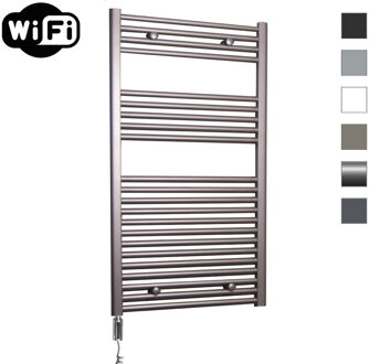 Sanicare Elektrische Radiator Sanicare HWV Met Wifi 111,8x60 cm Inox Look 730W Met Thermostaat Chroom Linksonder Sanicare