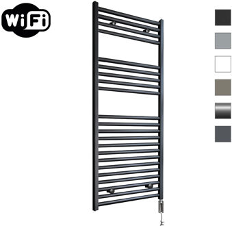 Sanicare Elektrische Radiator Sanicare HWV Met Wifi 111,8x60 cm Mat Zwart 730W Met Thermostaat Zwart Rechtsonder Sanicare
