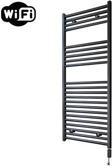 Sanicare Elektrische Radiator Sanicare HWV Met Wifi 111,8x60 cm Mat Zwart 730W Met Thermostaat Zwart Rechtsonder