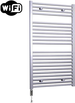 Sanicare Elektrische Radiator Sanicare HWV Met Wifi 111,8x60 cm Zilver Grijs 730W Met Thermostaat Chroom Linksonder