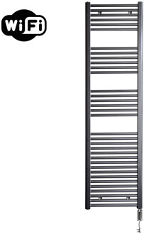 Sanicare Elektrische Radiator Sanicare HWV Met Wifi 172x45 cm Gunmetal 920W Met Thermostaat Chroom Rechtsonder