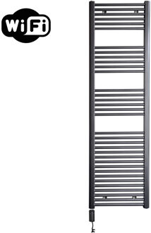 Sanicare Elektrische Radiator Sanicare HWV Met Wifi 172x45 cm Gunmetal 920W Met Thermostaat Zwart Linksonder