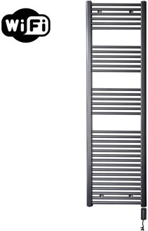 Sanicare Elektrische Radiator Sanicare HWV Met Wifi 172x45 cm Gunmetal 920W Met Thermostaat Zwart Rechtsonder