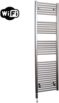 Sanicare Elektrische Radiator Sanicare HWV Met Wifi 172x45 cm Inox Look 920W Met Thermostaat Zwart Linksonder Chroom