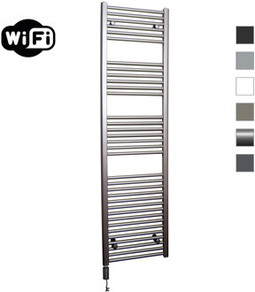 Sanicare Elektrische Radiator Sanicare HWV Met Wifi 172x45 cm Inox Look 920W Met Thermostaat Zwart Linksonder Chroom