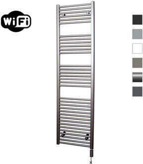 Sanicare Elektrische Radiator Sanicare HWV Met Wifi 172x45 cm Inox Look 920W Met Thermostaat Zwart Rechtsonder Sanicare