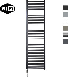 Sanicare Elektrische Radiator Sanicare HWV Met Wifi 172x45 cm Mat Zwart 920W Met Thermostaat Chroom Rechtsonder Sanicare