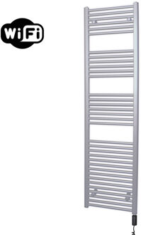 Sanicare Elektrische Radiator Sanicare HWV Met Wifi 172x45 cm Zilver Grijs 920W Met Thermostaat Zwart Rechtsonder