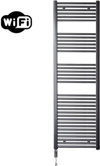 Sanicare Elektrische Radiator Sanicare HWV Met Wifi 172x60 cm Gunmetal 1127W Met Thermostaat Chroom Linksonder