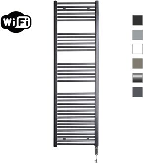Sanicare Elektrische Radiator Sanicare HWV Met Wifi 172x60 cm Gunmetal 1127W Met Thermostaat Chroom Rechtsonder Sanicare