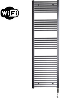 Sanicare Elektrische Radiator Sanicare HWV Met Wifi 172x60 cm Gunmetal 1127W Met Thermostaat Chroom Rechtsonder