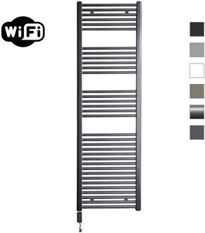 Sanicare Elektrische Radiator Sanicare HWV Met Wifi 172x60 cm Gunmetal 1127W Met Thermostaat Zwart Linksonder Sanicare