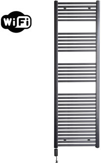 Sanicare Elektrische Radiator Sanicare HWV Met Wifi 172x60 cm Gunmetal 1127W Met Thermostaat Zwart Linksonder