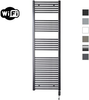 Sanicare Elektrische Radiator Sanicare HWV Met Wifi 172x60 cm Gunmetal 1127W Met Thermostaat Zwart Rechtsonder Sanicare