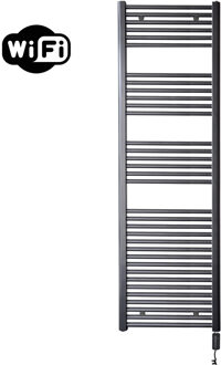 Sanicare Elektrische Radiator Sanicare HWV Met Wifi 172x60 cm Gunmetal 1127W Met Thermostaat Zwart Rechtsonder