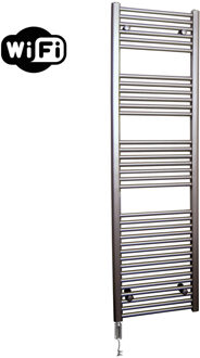 Sanicare Elektrische Radiator Sanicare HWV Met Wifi 172x60 cm Inox Look 1127W Met Thermostaat Chroom Linksonder