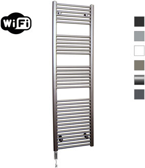 Sanicare Elektrische Radiator Sanicare HWV Met Wifi 172x60 cm Inox Look 1127W Met Thermostaat Chroom Linksonder